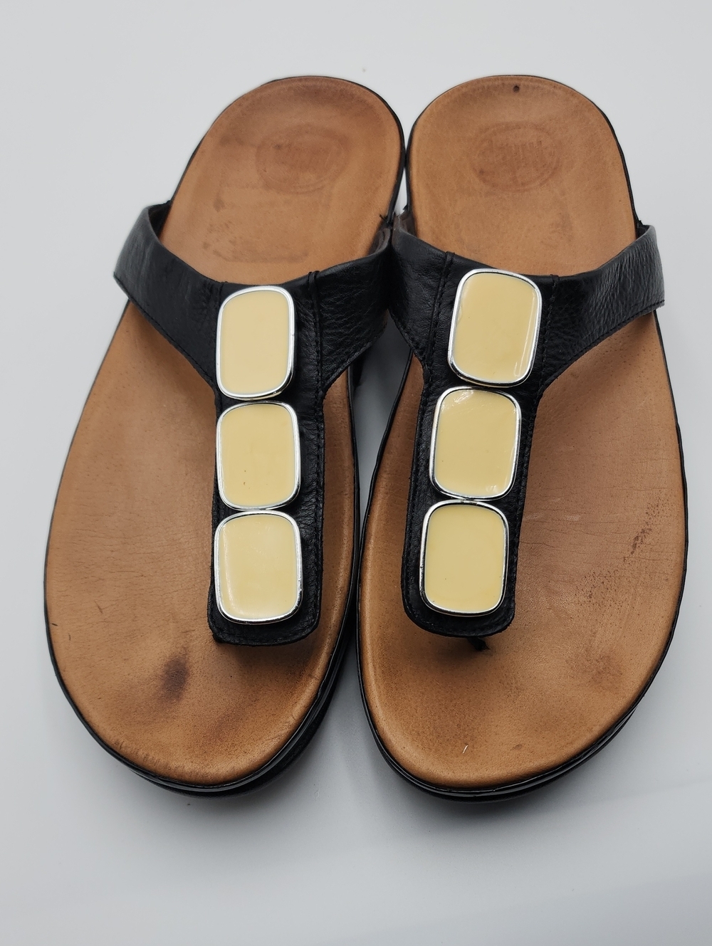 Fitflop Women’s Size 9 Pietra II Sandal Shoes Black Leather Thong Slip On - Picture 6 of 12